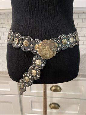 Moroccan Silver Concho Belt Western Southwestern Leather Bohemian Morocco